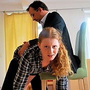 Cute little redhead is taken OTK for a sound punishment