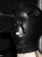 Masked submissive tormented and fucked