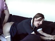 School girls spanks each other at home