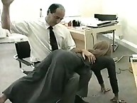 Boss spanking his blond secretary