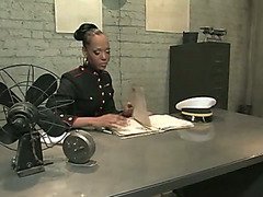 Black tranny girl administers military discipline and oral training