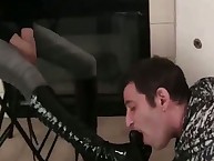 BF was cleaning leather boots at home